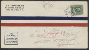 1927 Roessler Air Mail Cover Pelee Island - Leamington Ont Dec 23 Winter Flight