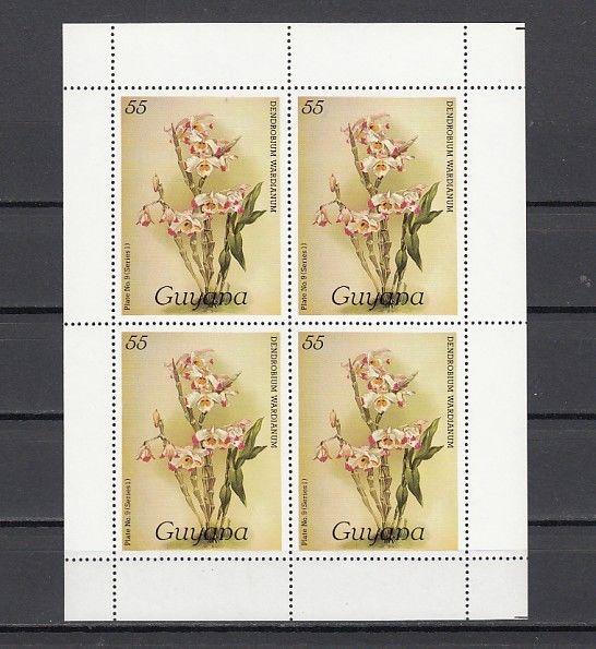 Guyana, Scott cat. 1032. 55 value. Orchid sheet of 4.