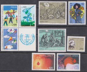ITALY - 1977 SELECTED STAMPS - ALL SETS - 9V MINT NH