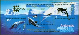 A.A.T 1996 Capex Whales & Dolphins Mini Sheet V.F MNH