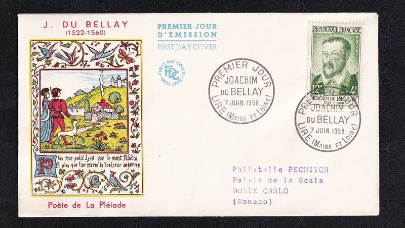 France  #B321  FDC  1958  portraits  du Bellay