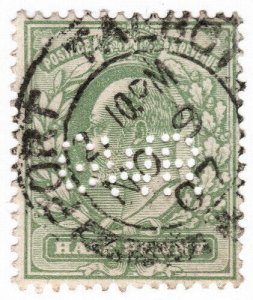 (I.B) Edward VII Commercial Perfin : SG 215 (Great Western Railway)