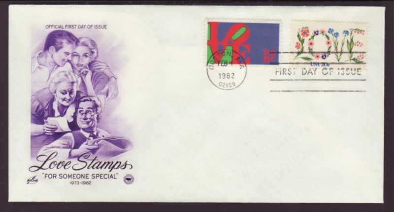 US 1951 Love Combo 1982 PCS Monarch U/A FDC