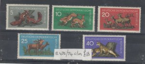 Germany DDR 1959 Forest Animals SG470/474 MNH JK2959