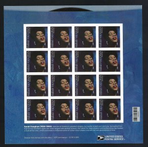 (S) USA  Sc#5059 SARAH VAUGHAN  Full Sheet of 16 Forever Stamps MNH