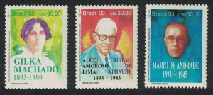 Brazil Writers' Birth Centenaries 3v 1993 MNH SG#2604-2606 MI#2553-2555