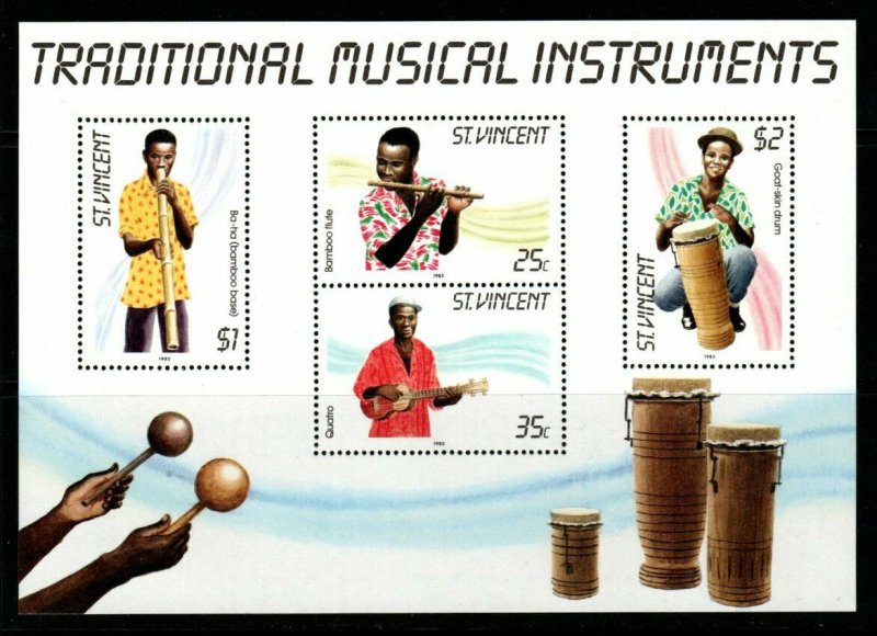 ST.VINCENT SGMS909 1985 TRADITIONAL MUSICAL INSTRUMENTS MNH