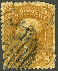 SCOTT 67 1861 FIVE CENT JEFFERSON STAMP USED CV 575.00