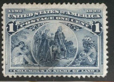 USA Scott 230 Used 1893 Colombian 1c stamp