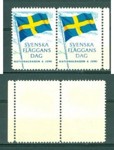 Sweden. Poster Stamp 1963. Mnh . National Day June 6. Swedish Flag. Pair