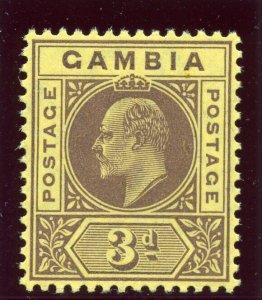 Gambia 1909 KEVII 3d purple/lemon-yellow superb MNH. SG 75a. 