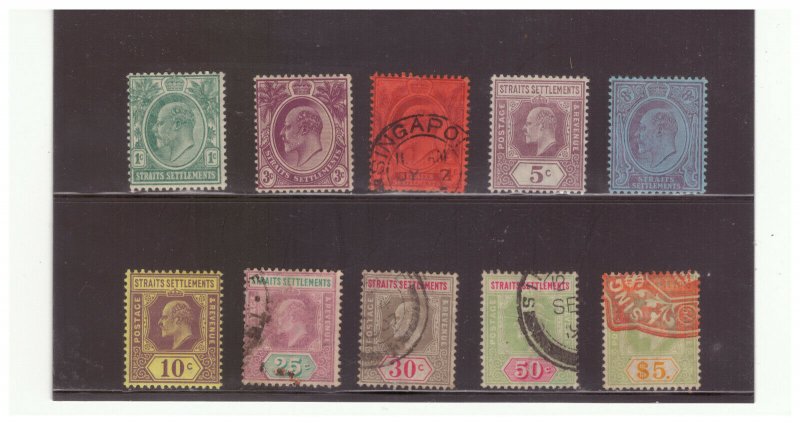 STRAITS SETTLEMENTS SC.109//127 1904-11 MH/MNH/USED KING EDWARD CAT.$386.80 WPG4