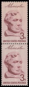 US 1114 Abraham Lincoln 3c vert pair MNH 1959