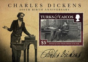 Turks And Caicos 2012 - CHARLES DICKENS - Souvenir Stamp Sheet Scott #1504 - MNH