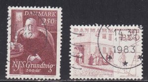 Denmark # 747-748, Poet & Painting, Used, 1/2 Cat.