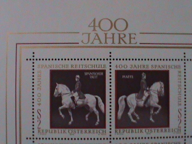 ​AUSTRIA-1972-SC#929-SPANISH RIDING SCHOOL-400TH ANNIV:MNH SHEET VERY FINE