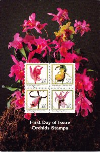 USPS 1st Day of Issue Ceremony Program #2076-79 Orchids Blk/4 Diff Flowers  1984