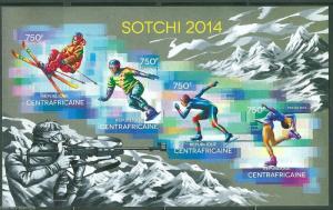 CENTRAL AFRICA  2014 SOCHI WINTER OLYMPICS 2014  SHEET  MINT NH IMPERFORATED
