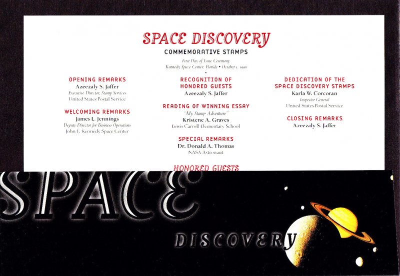 USPS FDC First Day Ceremony Program #3242 C1 Space Discovery 1998