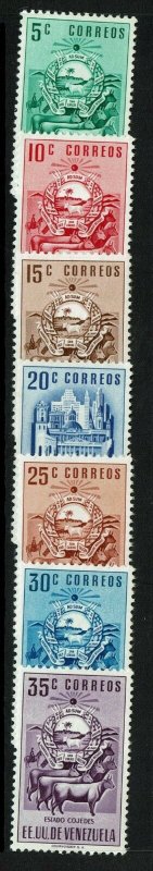 Venezuela SC# 611-617, Mint No Gum, 613 minor toning, 616 side margin thin