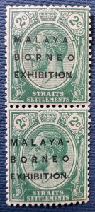 MALAYA-BORNEO EXHIBITION MBE opt STRAITS KGV 2c pair feature MSCA SG#251&d M5504