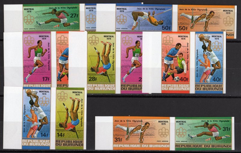 Burundi 1976  MONTREAL OLYMPIC GAMES SET IN PAIRS IMPERFORATED