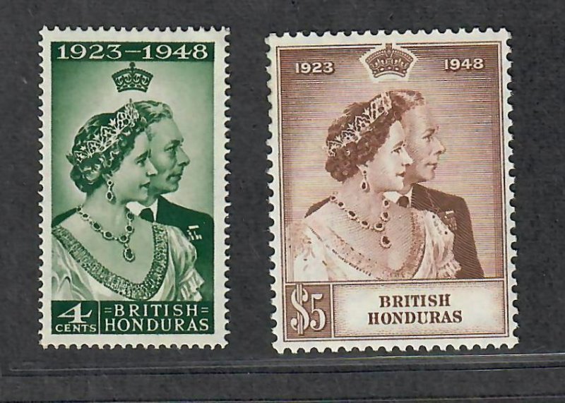 British Honduras Sc#129-130 M/VLH/VF, Silver Wedding, Cv. $25.25