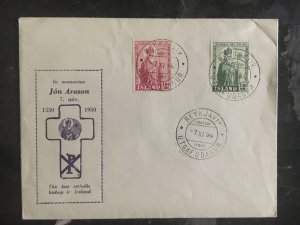 1950 Reyjavik Iceland First Day Cover FDC # 269 270 Jon Aronson Death Anniversar