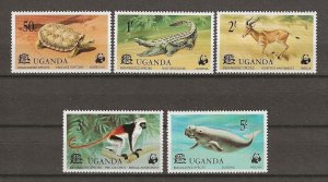 UGANDA 1977 WWF SG 199/203 + MS 204 MNH Cat £7