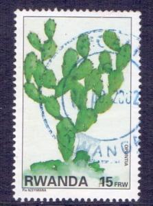 Rwanda   #1389  1998   used  plants 15f.   Opuntia