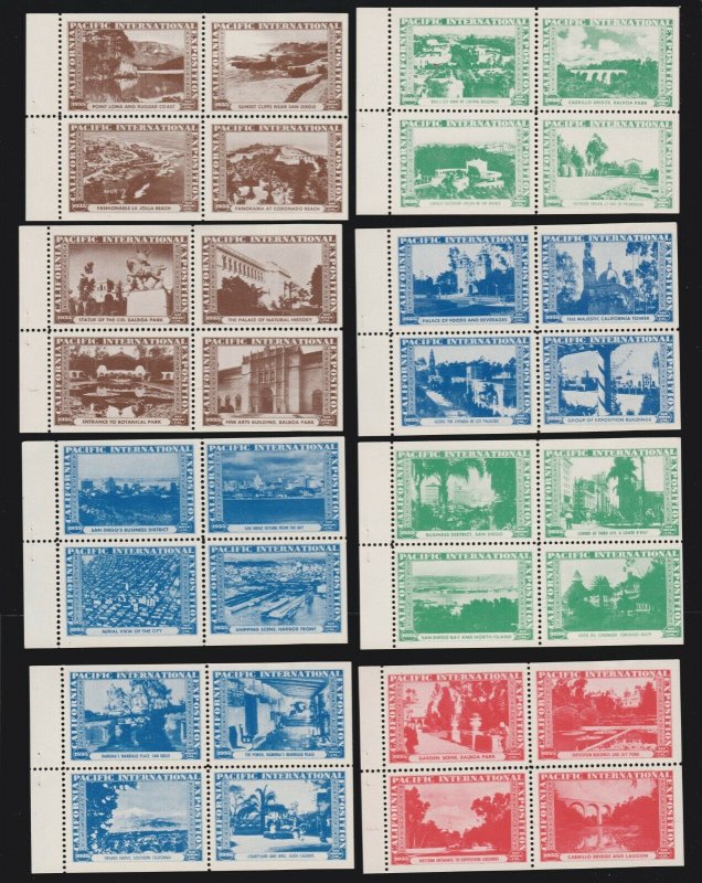 US 1935 California Pacific Expo Cinderella Stamps 11 Blks 4 All Different