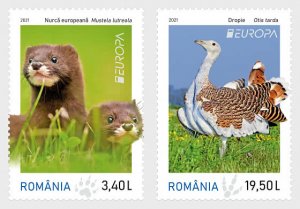 2021 Romania National; Wildlife - Europa (2)  (Scott 6565-66) MNH