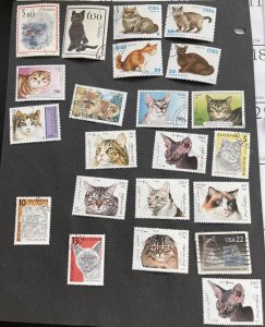 World  Wide Cat Stamps Mixture Cute Selection some series.  Free Shipping