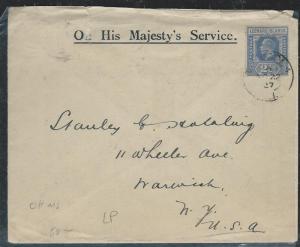 LEEWARD ISLANDS (P0404B) KGV 2 1/2D ON OHMS ENVELOPE TO USA