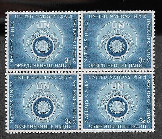 United Nations 1957 New York UN Emergency Fund C# 51-52 Block of 4 MNH