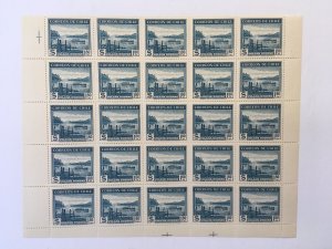 Chile 1938-40 1.80 Part Sheet of 25 Stamps MNH. Scott 206 + SOFICH Varieties