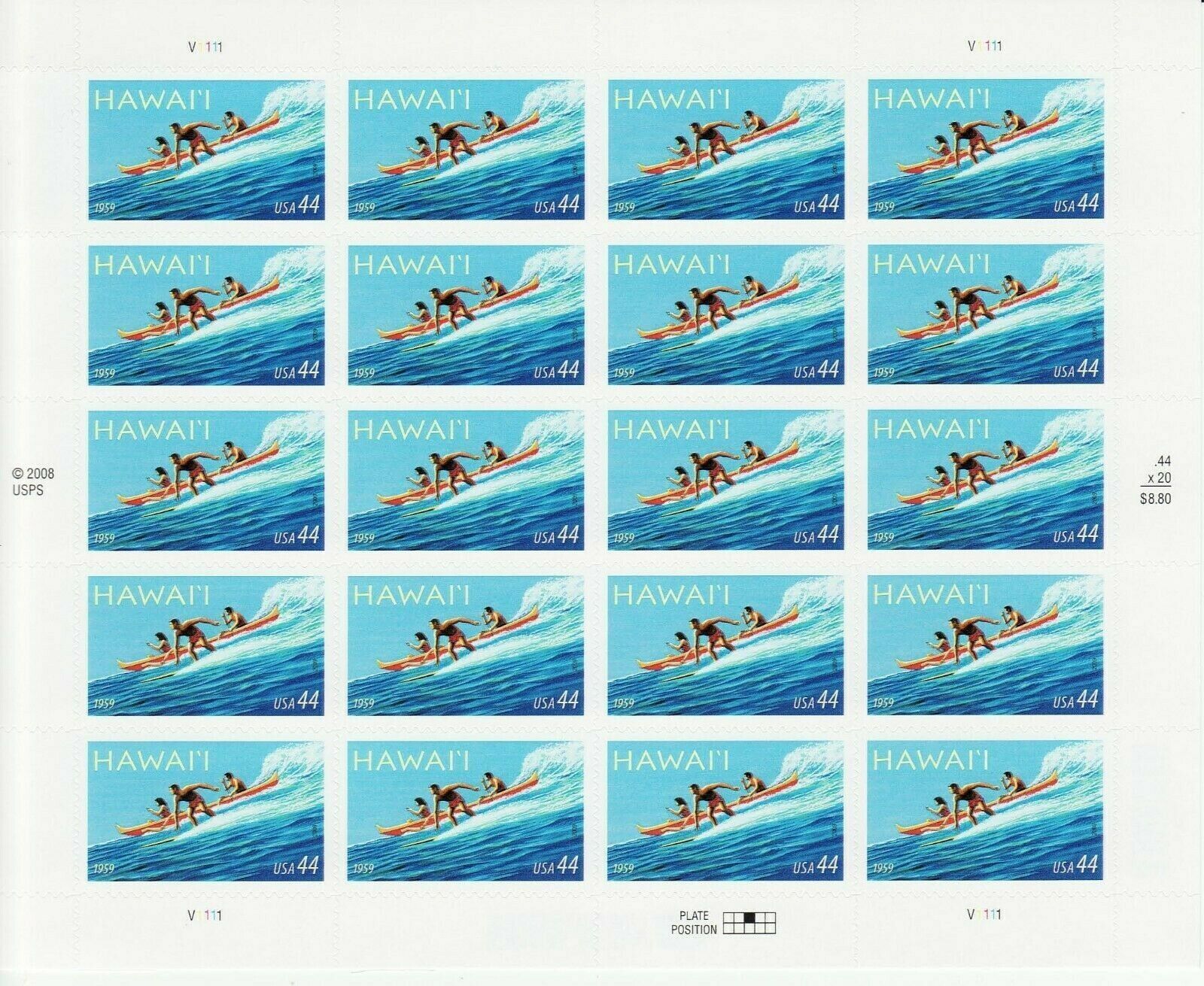 Illinois Statehood Sheet Of Fifty 6-cent United States Postage Stamps Issued 1968
