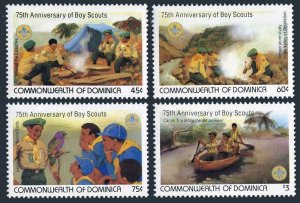 Dominica 777-780, MNH. Mi 791-794. Boy Scouts-75th Ann. 1982. Flag,Parrot,Vessel