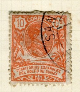 SPAIN;  GUINEA 1909 early Portrait fine used 10c. value