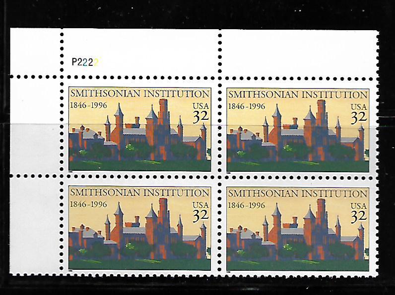 US PLATE BLOCK 3059 MNH UPPER LEFT SMITHSONIAN INSTITUTE