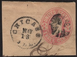SC#U59 3¢ Washington Cut Square: Full Corner (1864) Used
