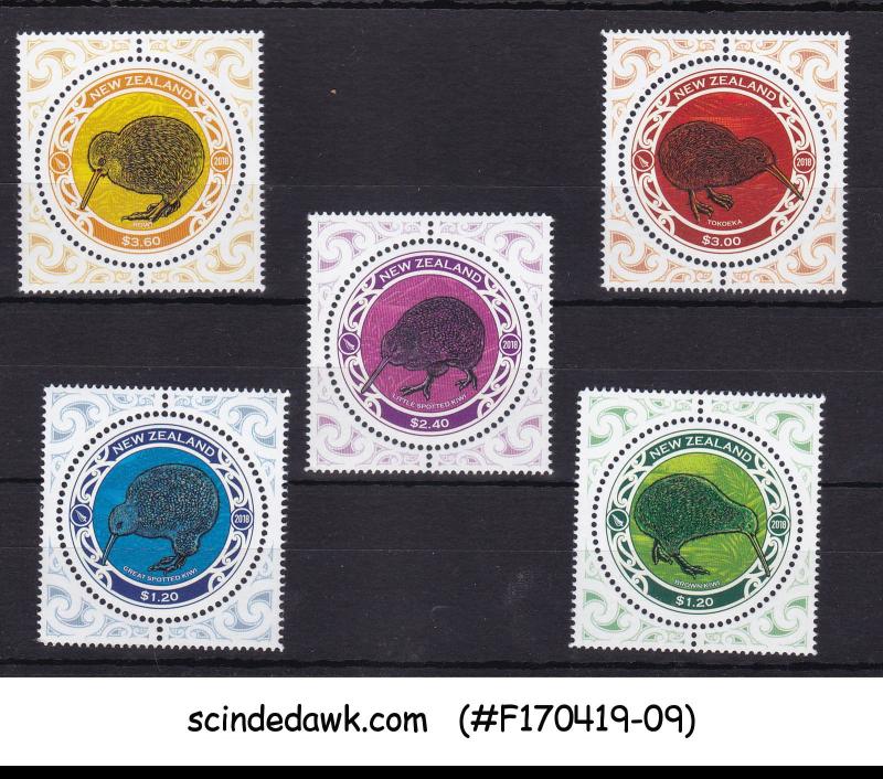 NEW ZEALAND - 2018 ROUND KIWI / BIRD STAMPS - 5V - MINT NH