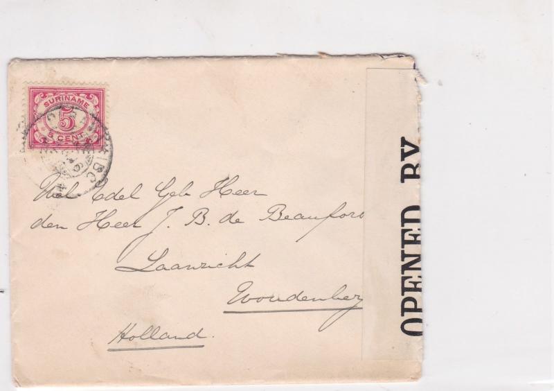 Suriname 1916 Censor Stamps Cover ref 22355