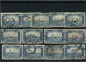 13 x 50c Grand Pre stamps many DATED copies #176 Cat $180 Canada used