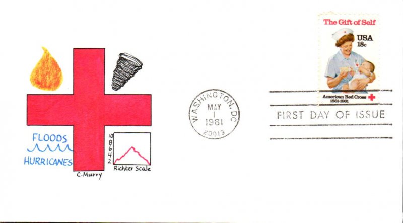 #1910 American Red Cross Murry FDC