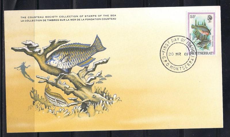 Montserrat FDC card Sc 452 Cousteau Society Parrotfish  L73