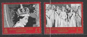 BRITISH INDIAN OCEAN TERR SG282/3 ANNIVERSARY OF CORONATION  MNH