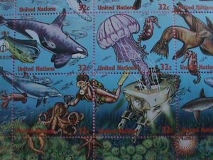 U.N. STAMP: 1998- SC #.734-INTERNATIONAL YEAR OF THE OCEAN: MNH NEW YORK SHEET