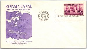 US FIRST DAY COVER 25th ANNIVERSARY OF THE PANAMA CANAL ABOARD U.S.S. CHARLESTON