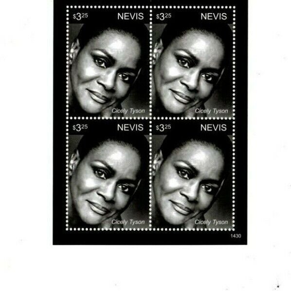 Nevis - 2014 -  Cicely Tyson  - Sheet of Four  - MNH